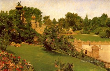  Chase Works - Terrace at the Mall impressionism William Merritt Chase scenery